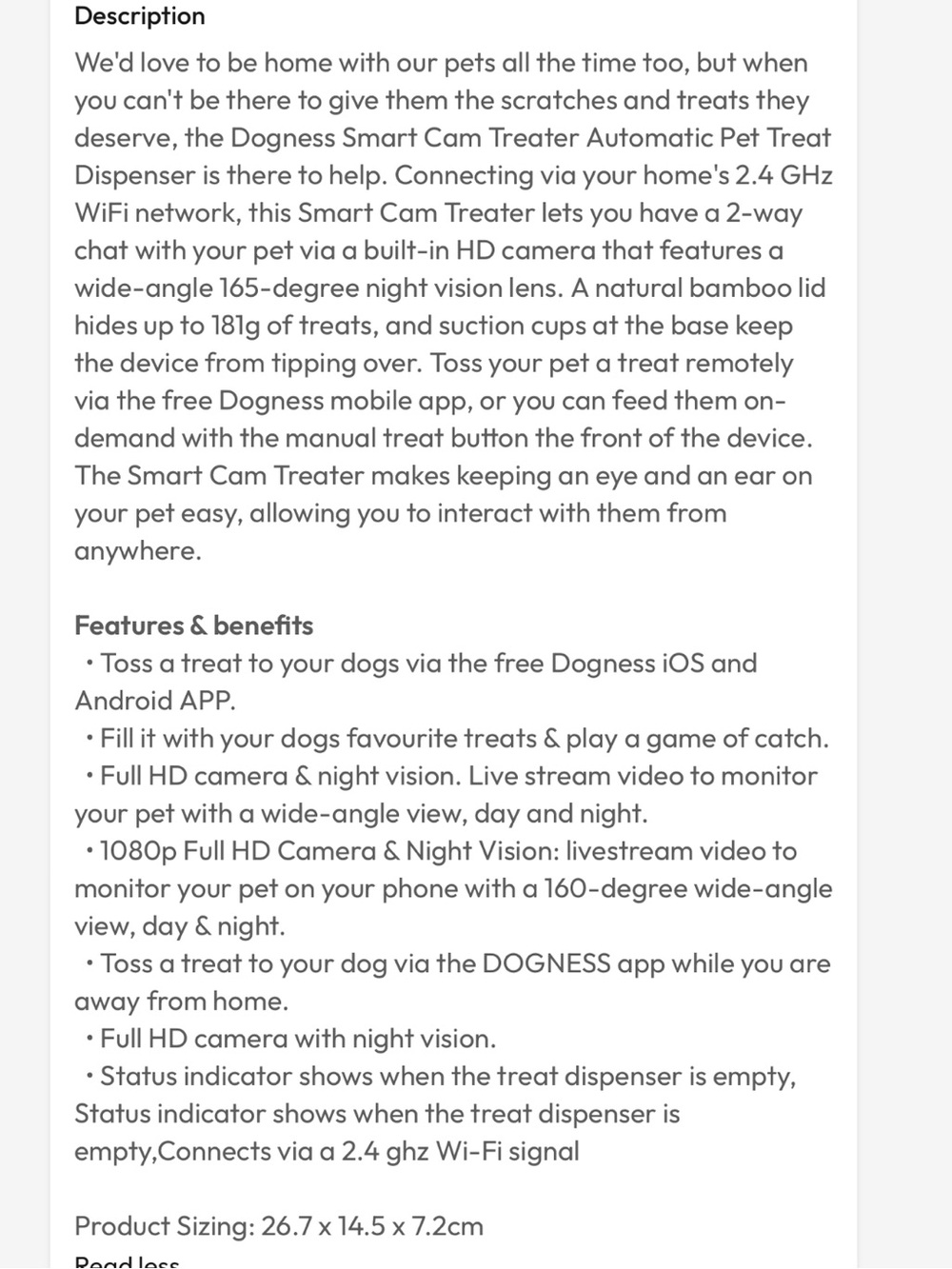 NIB Dogness SmartCam Treat Dispenser & HD Pet Camera White - Picture 5 of 5